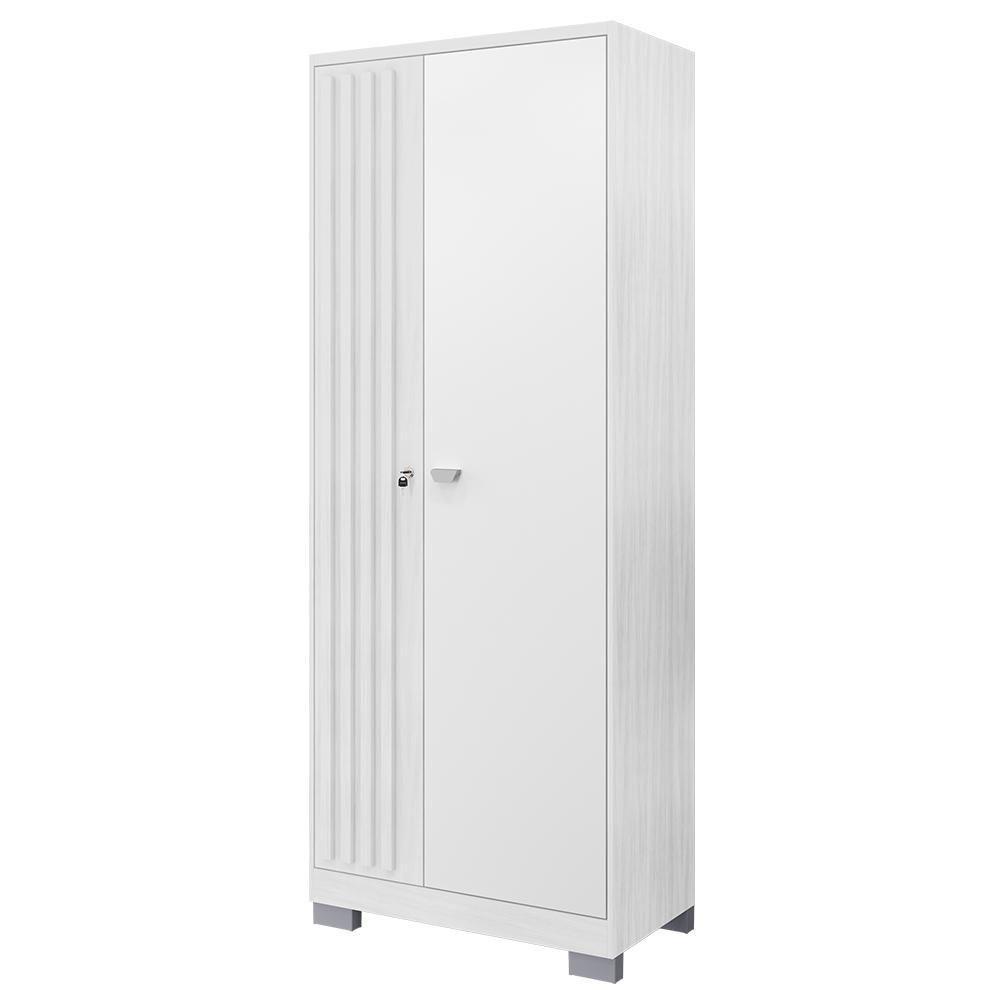 Guarda Roupa Solteiro 2 Portas Com Chave Versus Carvalho Branco/branco - Incorplac - 1