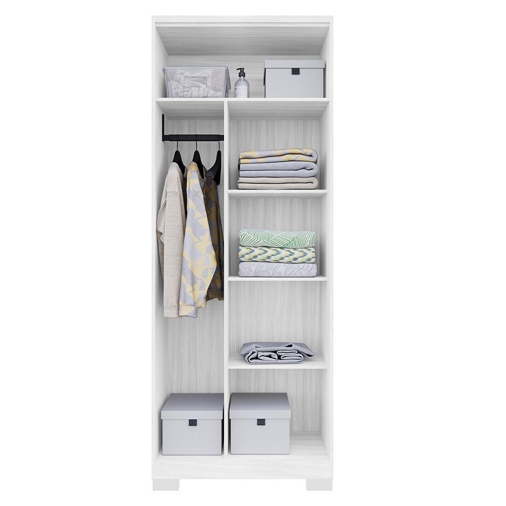 Guarda Roupa Solteiro 2 Portas Com Chave Versus Carvalho Branco/branco - Incorplac - 5