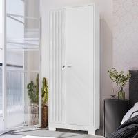 Guarda Roupa Solteiro 2 Portas Com Chave Versus Carvalho Branco/branco - Incorplac - 2