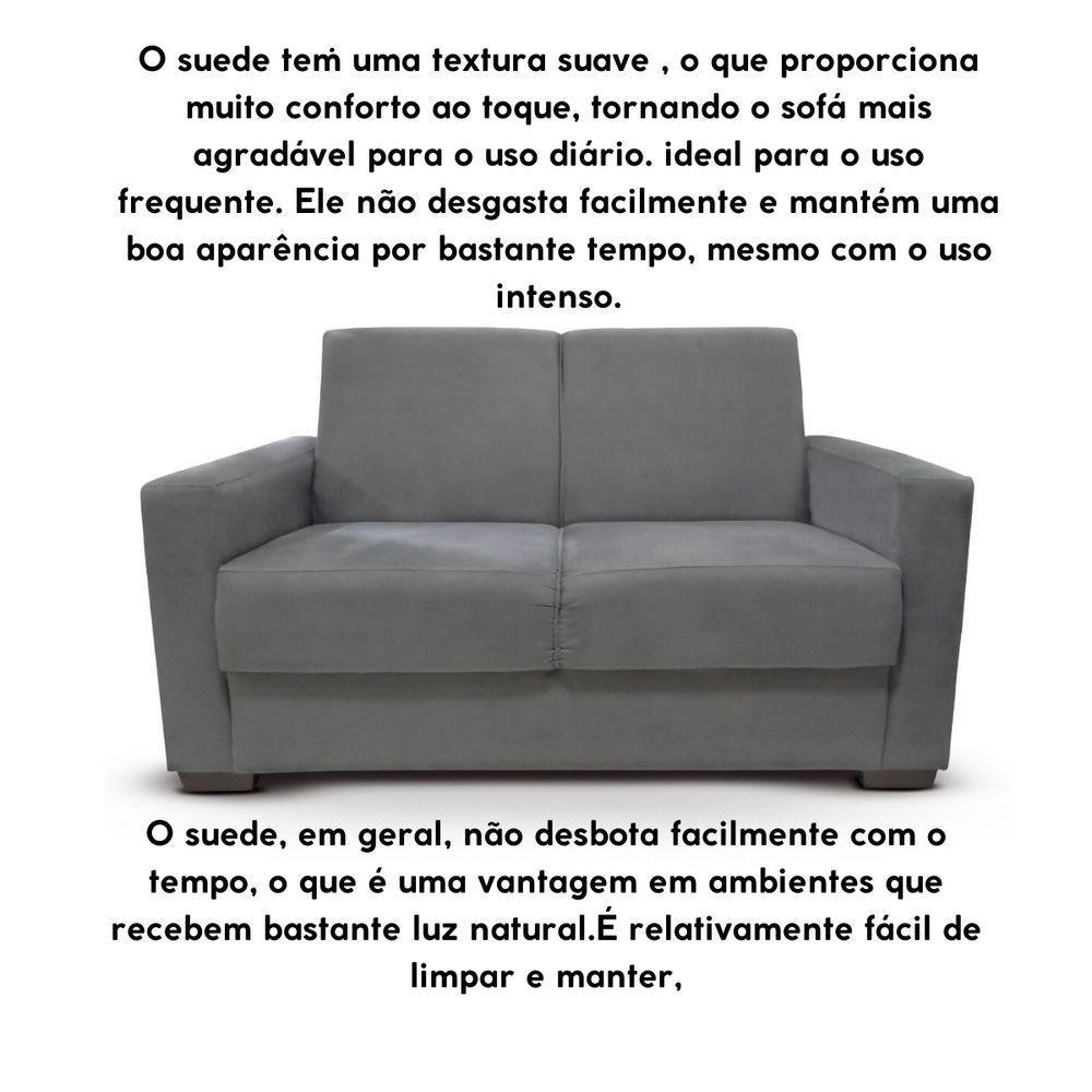 Sofá Estofado 2 Lugares Sala Estar Recepção Gabriela Suede Cinza - 5