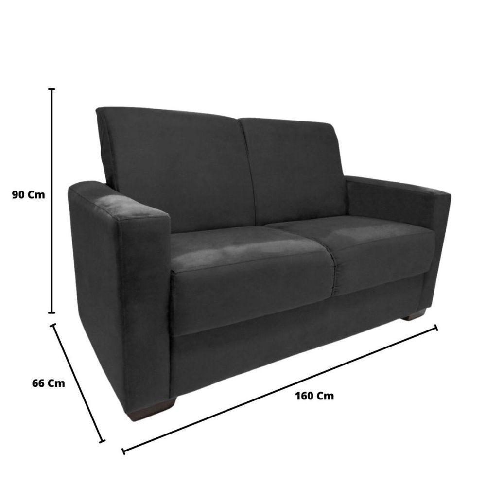Sofá Estofado 2 Lugares Sala Estar Recepção Gabriela Suede Preto - 3