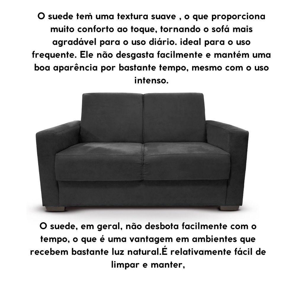 Sofá Estofado 2 Lugares Sala Estar Recepção Gabriela Suede Preto - 5