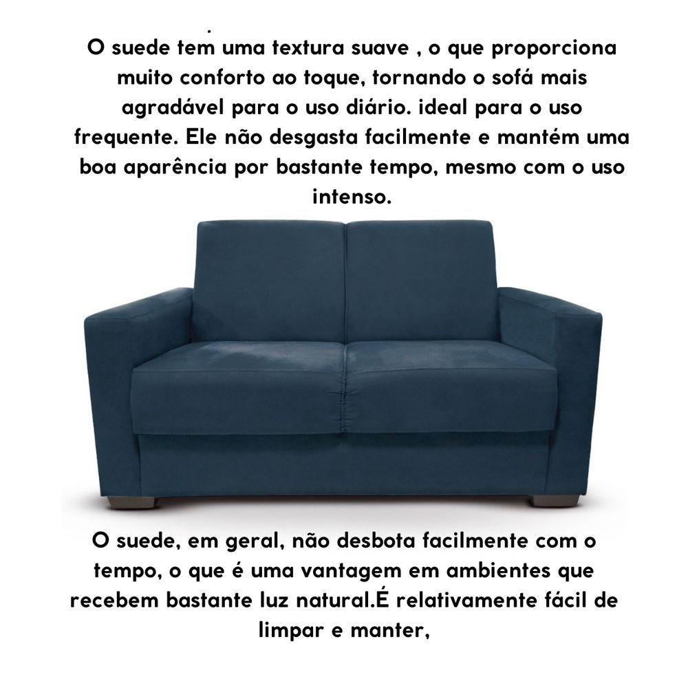 Sofá Estofado 2 Lugares Sala Estar Recepção Mariana Suede Azul Marinho - 5