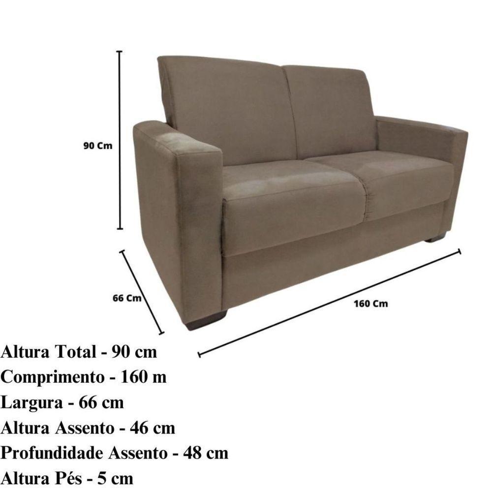 Sofá Estofado 2 Lugares Sala Estar Recepção Mariana Suede capuccino - 3