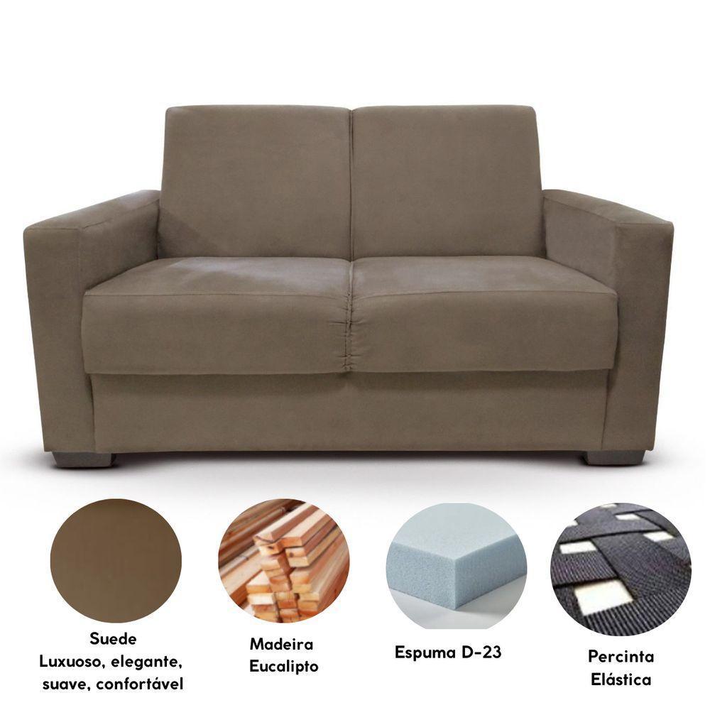 Sofá Estofado 2 Lugares Sala Estar Recepção Mariana Suede capuccino - 4