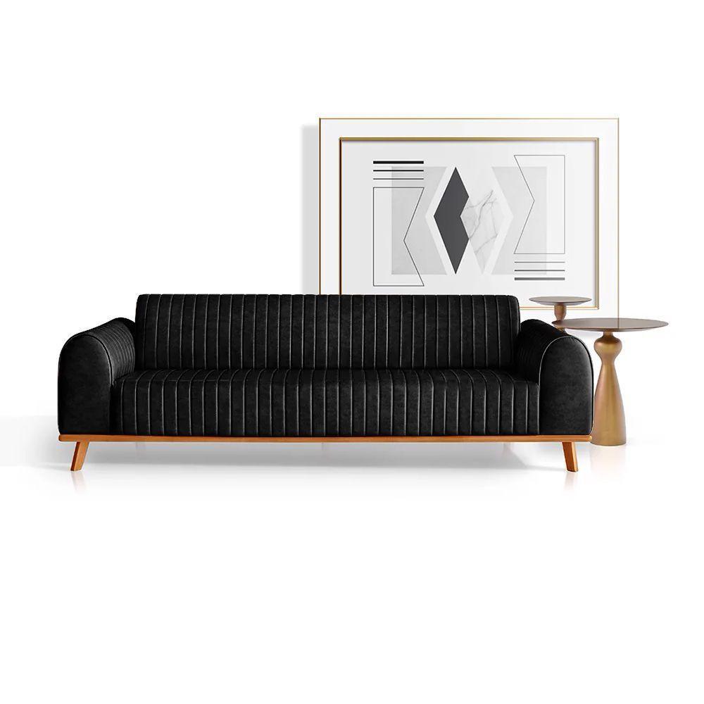 Sofá Living átila 2,50m 5 Lugares Courissimo Preto - 1