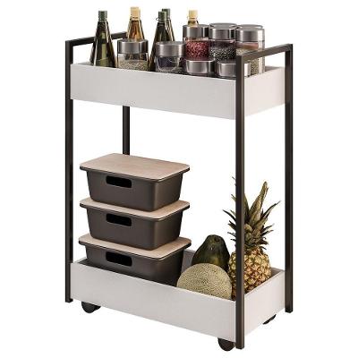 Carrinho Organizador Fruteira 2 Prateleiras Industrial Sara Z34 Branco/preto - Mpozenato