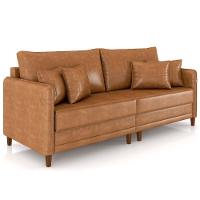 Sofá 4 Lugares Living 252cm Pé Madeira Zoe Sintético Camel Z08 - Mpozenato - 2