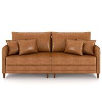 Sofá 4 Lugares Living 252cm Pé Madeira Zoe Sintético Camel Z08 - Mpozenato - 5