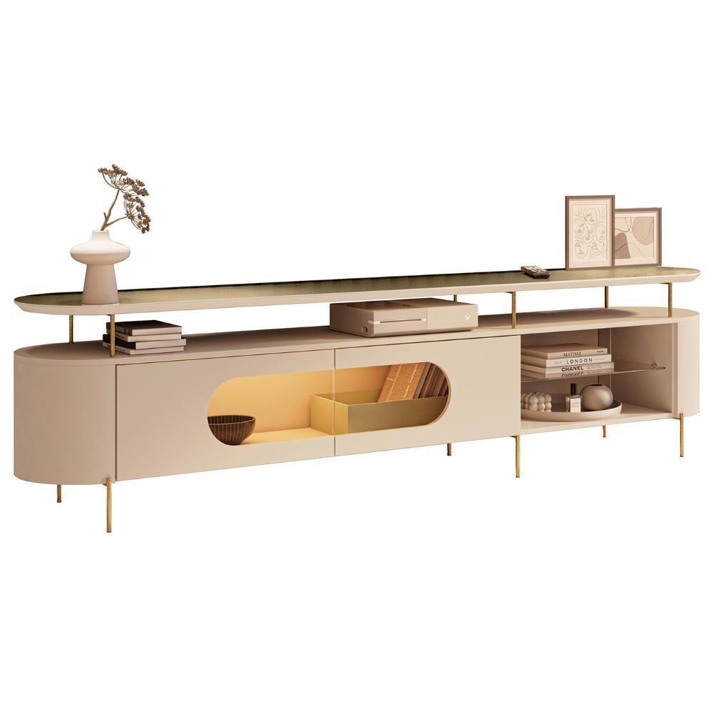 Rack Tv 85 Pol 220cm 2 Portas Com Led Dalya Off/champanhe H01 - Mpozenato - 2