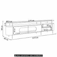 Rack Tv 85 Pol 220cm 2 Portas Com Led Dalya Off/champanhe H01 - Mpozenato
