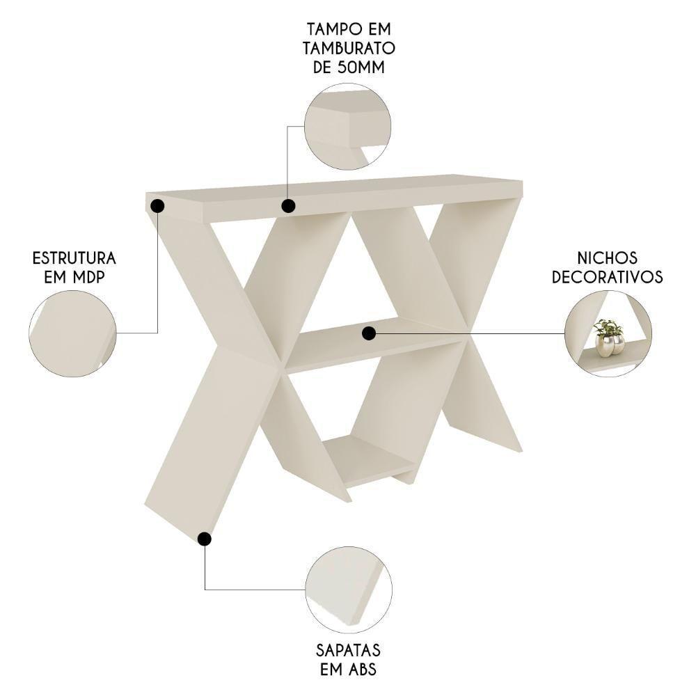 Aparador Sala De Estar 110cm 1 Prateleira Jhonny Off White A09 - Mpozenato - 3