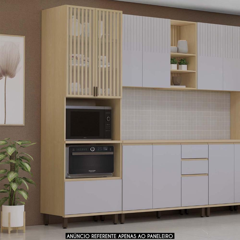 Paneleiro Cozinha Torre Quente Ripado Pierre Carvalho/cinza L01 - Mpozenato - 2