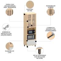 Paneleiro Cozinha Torre Quente Ripado Pierre Carvalho/cinza L01 - Mpozenato - 3