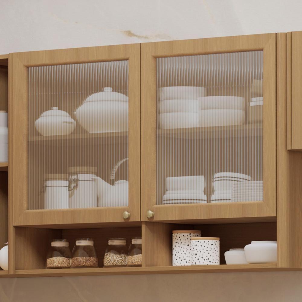 Armário De Cozinha 120cm 2 Portas Com Vidro Marina Freijó L01 - Mpozenato - 2