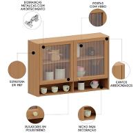 Armário De Cozinha 120cm 2 Portas Com Vidro Marina Freijó L01 - Mpozenato - 3