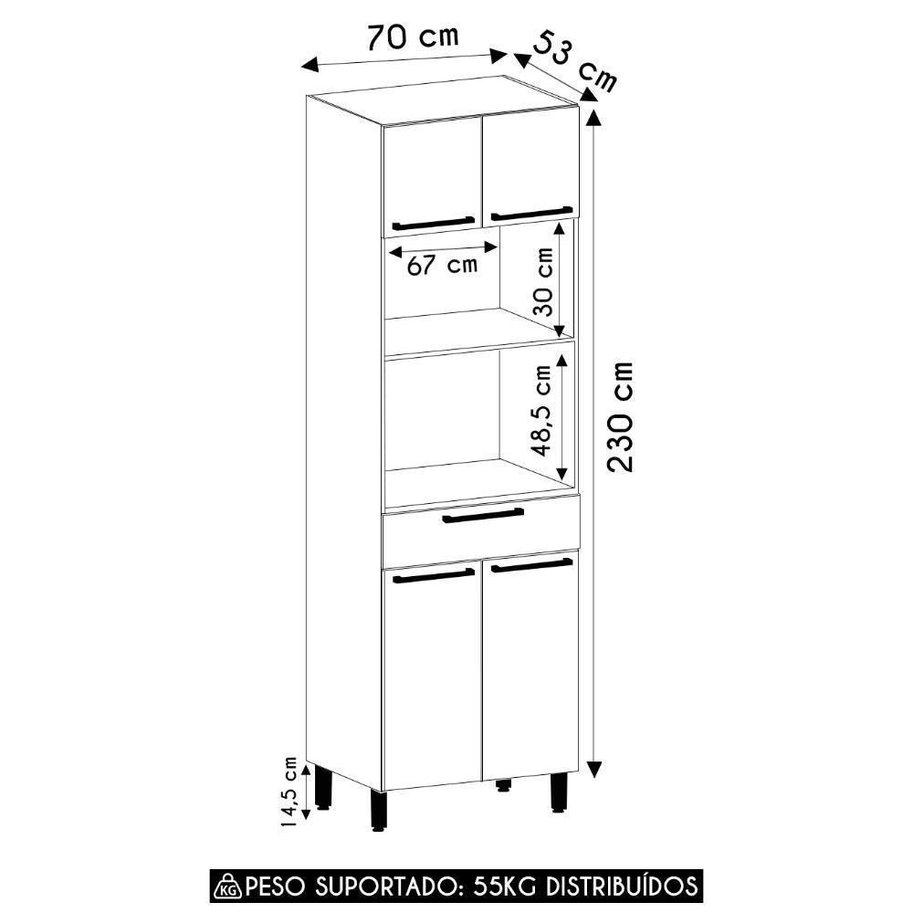 Paneleiro Cozinha Torre Quente 70cm Mirella Freijó/cinammon L01 - Mpozenato - 4