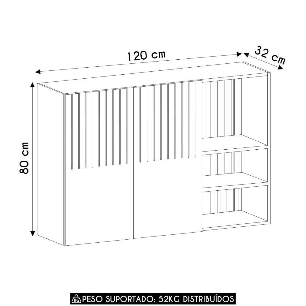 Armário De Cozinha 120cm 2 Portas Pierre Carvalho/cinza L01 - Mpozenato - 4