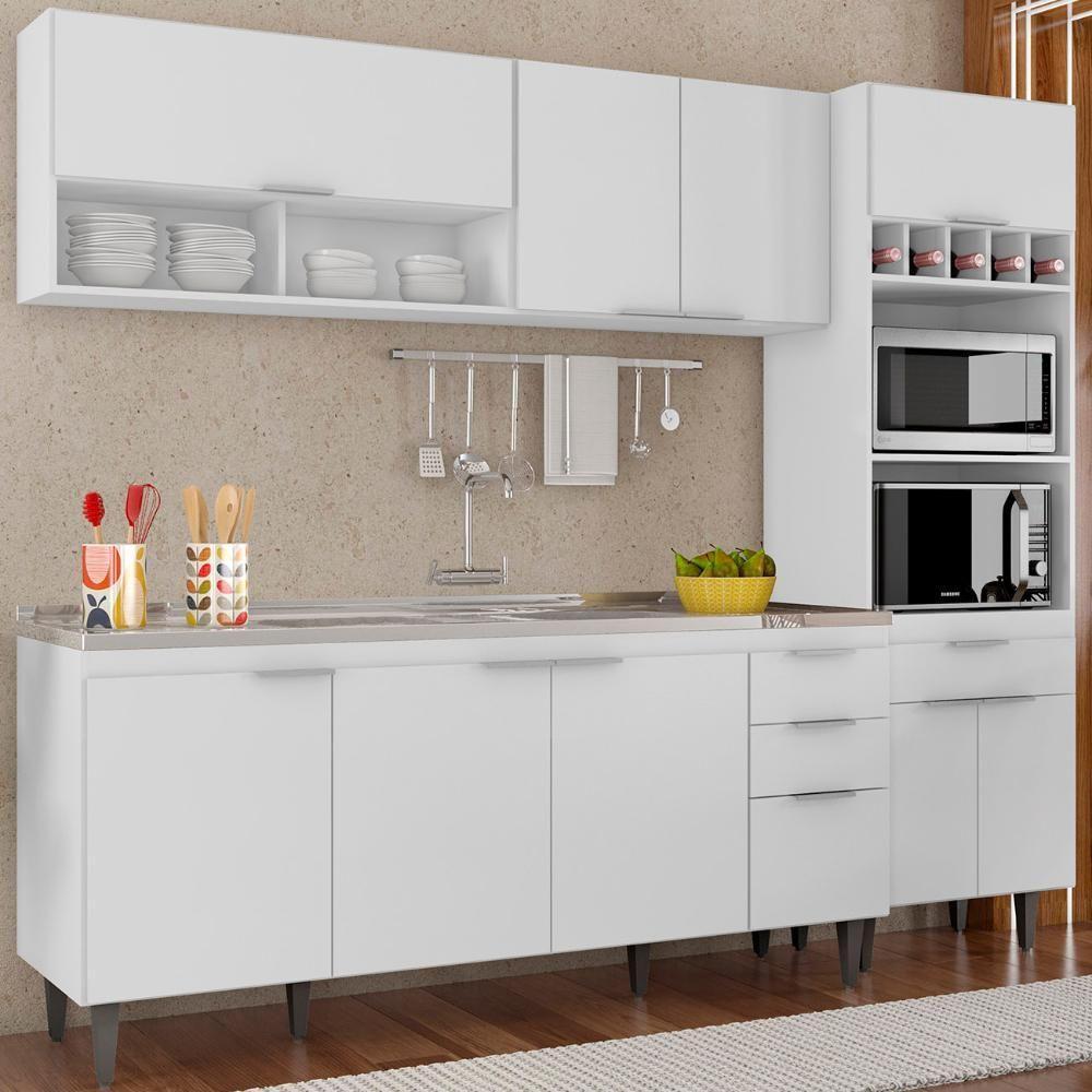 Armário De Cozinha Cp02 Com Pia 180cm Pérola Z34 Branco - Mpozenato - 1