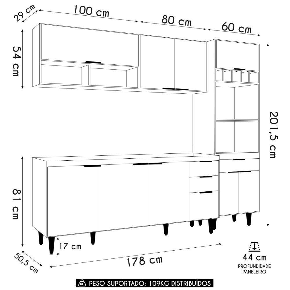 Armário De Cozinha Cp02 Com Pia 180cm Pérola Z34 Branco - Mpozenato - 4