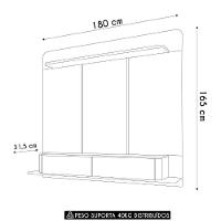 Painel Tv 70 Pol 180cm Bancada Suspensa Gava Off/champanhe H01 - Mpozenato