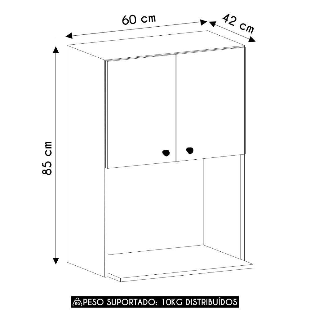 Armário De Cozinha 60cm Com Nicho Micro-ondas Mirella Freijó L01 - Mpozenato - 5