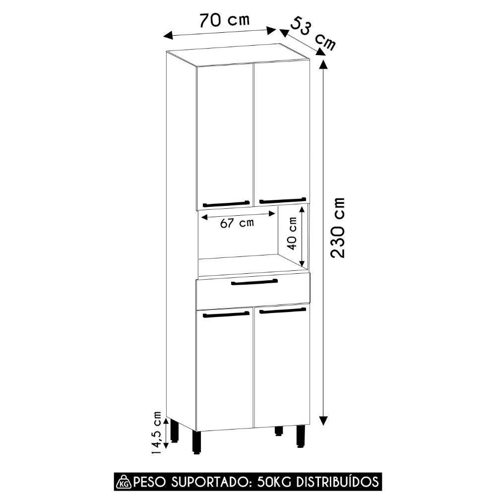 Paneleiro Cozinha Para Micro-ondas Mirella Freijó/cinammon L01 - Mpozenato - 4