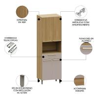 Paneleiro Cozinha Para Micro-ondas Mirella Freijó/cinammon L01 - Mpozenato - 3