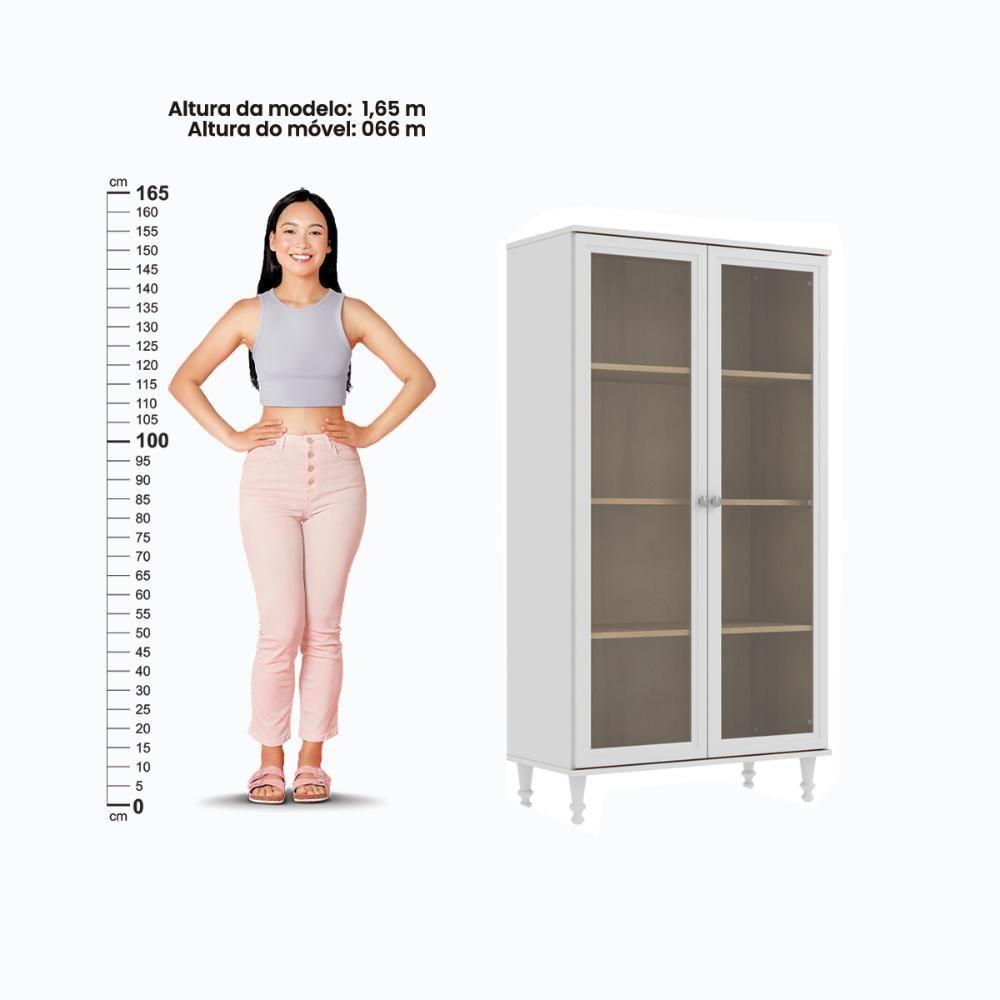 Aparador 2 Gavetas 2 Portas + Cristaleira Ditália 2 Portas R-629 E-957 Branco - 6