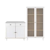 Aparador 2 Gavetas 2 Portas + Cristaleira Ditália 2 Portas R-629 E-957 Branco - 3