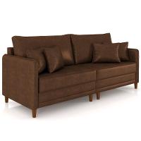 Sofá 4 Lugares Living 252cm Pé Madeira Zoe Sintético Marrom Z08 - Mpozenato - 2