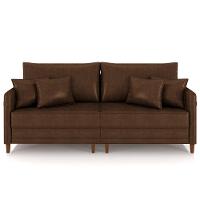 Sofá 4 Lugares Living 252cm Pé Madeira Zoe Sintético Marrom Z08 - Mpozenato - 5