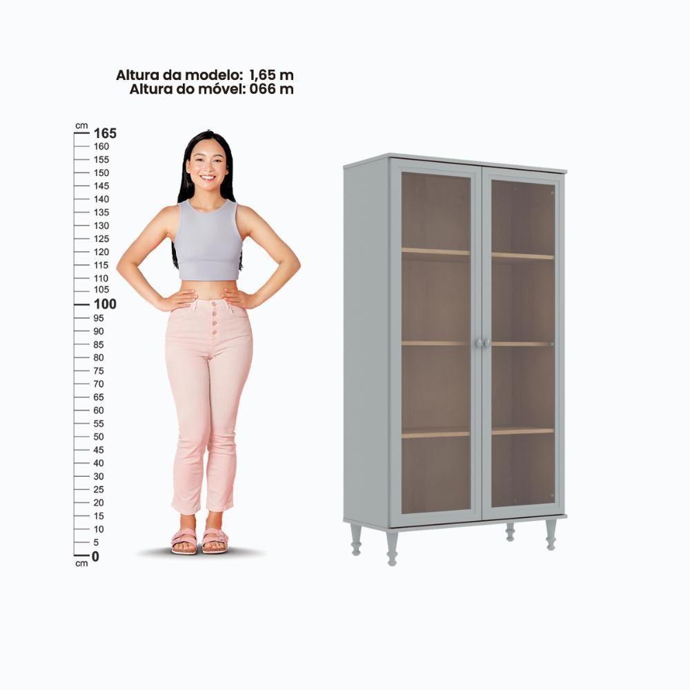 Aparador 2 Gavetas 2 Portas + Cristaleira Ditália 2 Portas R-629 E-957 Cinza - 5