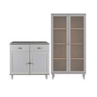 Aparador 2 Gavetas 2 Portas + Cristaleira Ditália 2 Portas R-629 E-957 Cinza - 3