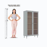 Aparador 2 Gavetas 2 Portas + Cristaleira Ditália 2 Portas R-629 E-957 Cinza - 5