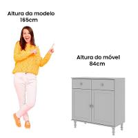 Aparador 2 Gavetas 2 Portas + Cristaleira Ditália 2 Portas R-629 E-957 Cinza - 6