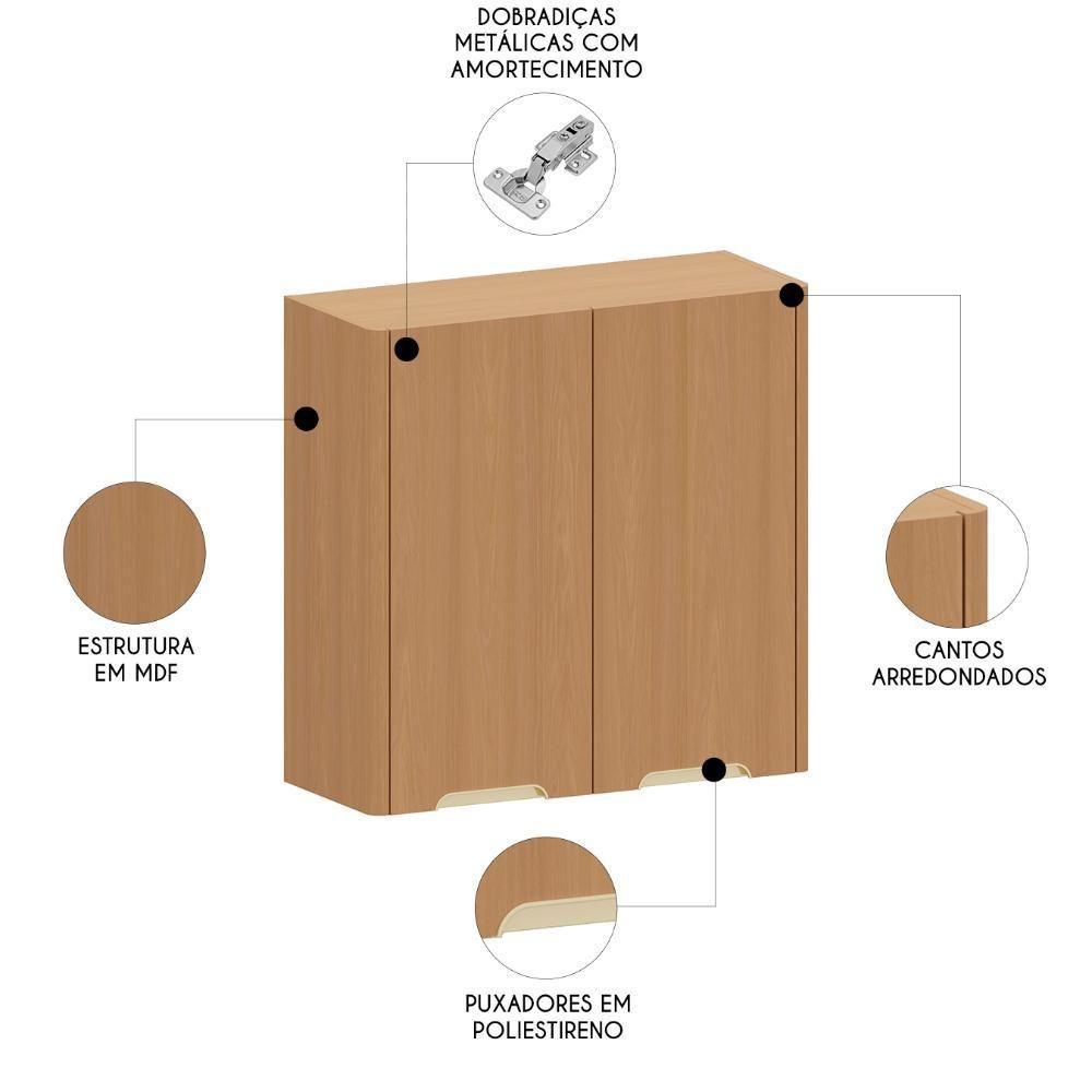 Armário De Cozinha Aéreo 80cm Com 2 Portas Marina Freijó L01 - Mpozenato - 3
