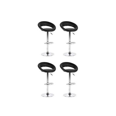 Kit 4 Banquetas Estofadas Lux Com Regulagem A Gás Preto - Facthus