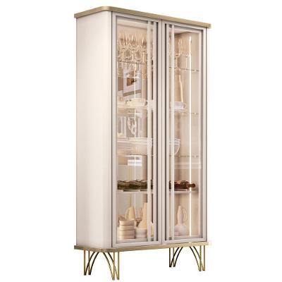 Cristaleira De Vidro Com Espelho E Led Alvora Off/champanhe H01 - Mpozenato