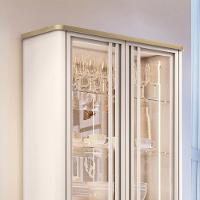 Cristaleira De Vidro Com Espelho E Led Alvora Off/champanhe H01 - Mpozenato - 5