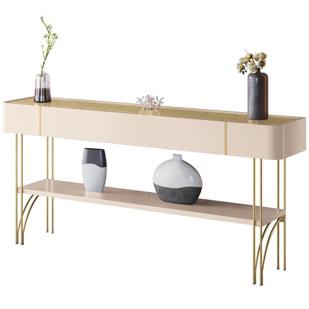 Aparador Para Sala De Estar Pés De Aço Gianni Off/champanhe H01 - Mpozenato - 1