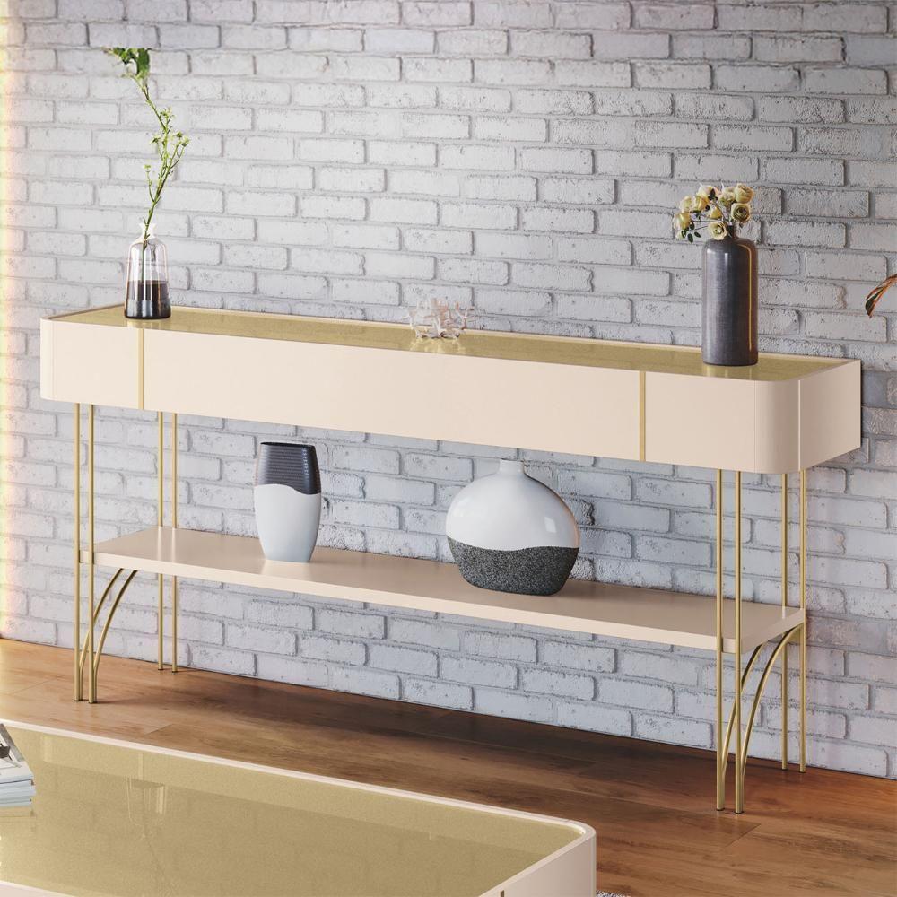 Aparador Para Sala De Estar Pés De Aço Gianni Off/champanhe H01 - Mpozenato - 2