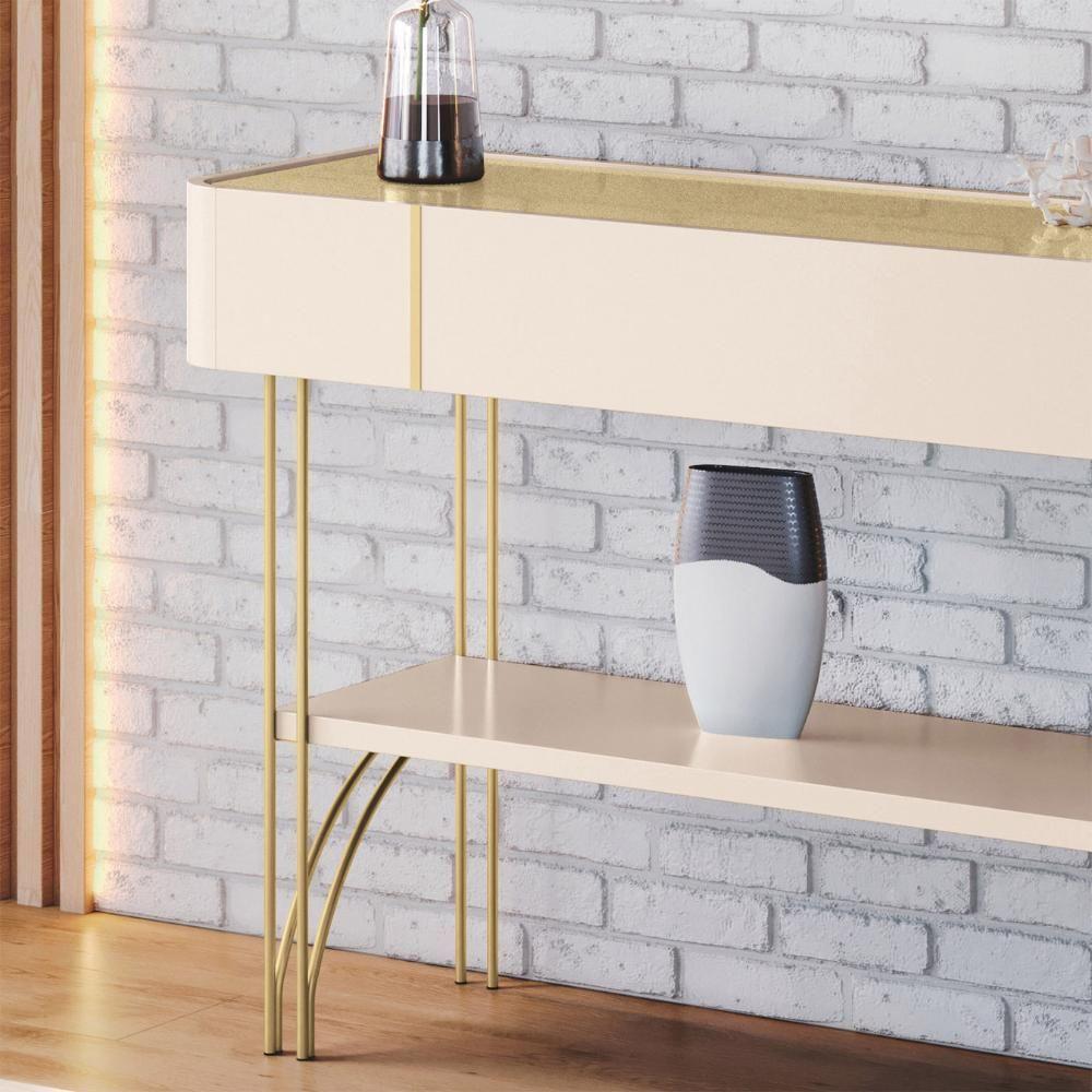 Aparador Para Sala De Estar Pés De Aço Gianni Off/champanhe H01 - Mpozenato - 5