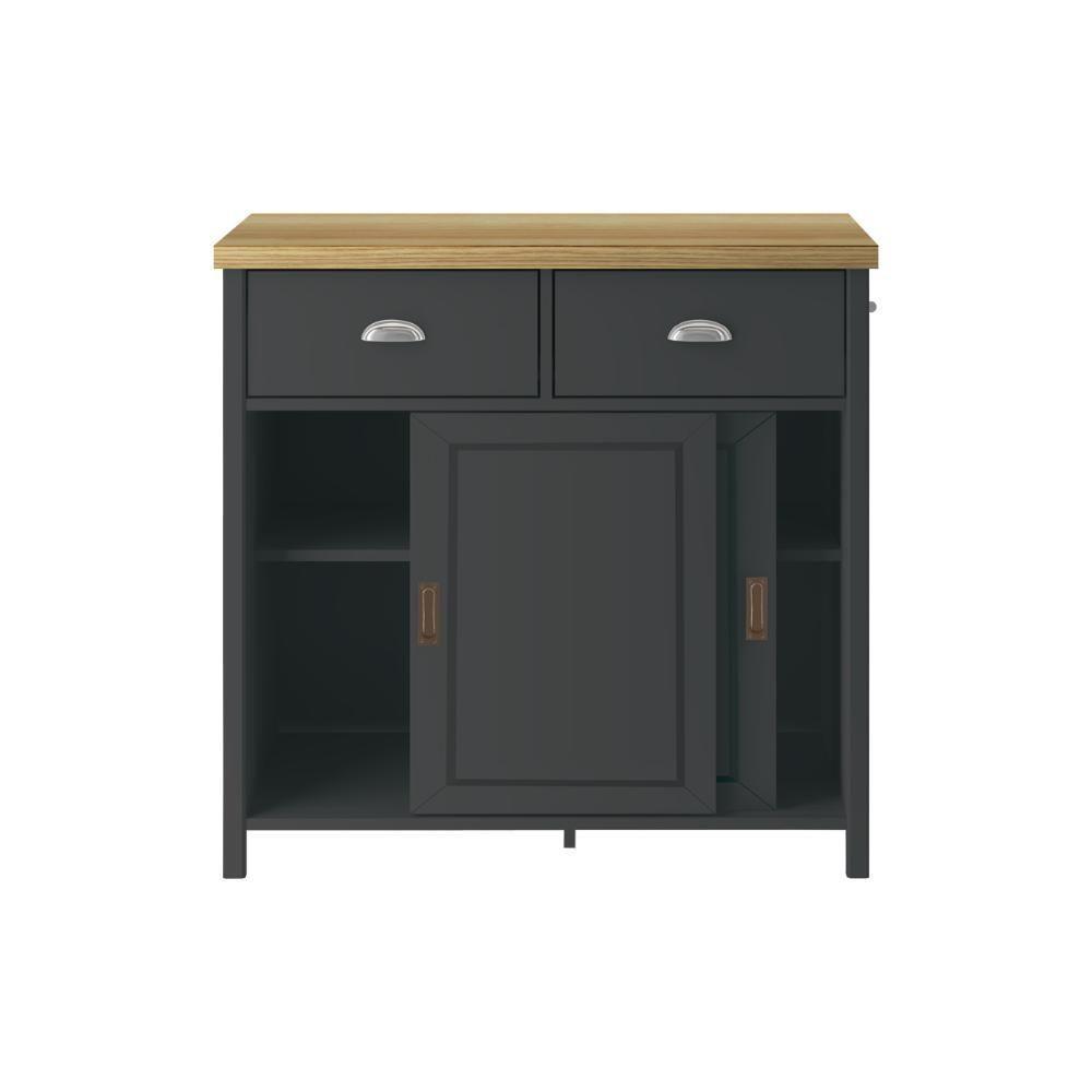 Aparador Buffet Ditália 2 Gavetas 2 Portas Ba-145 Preto - 10