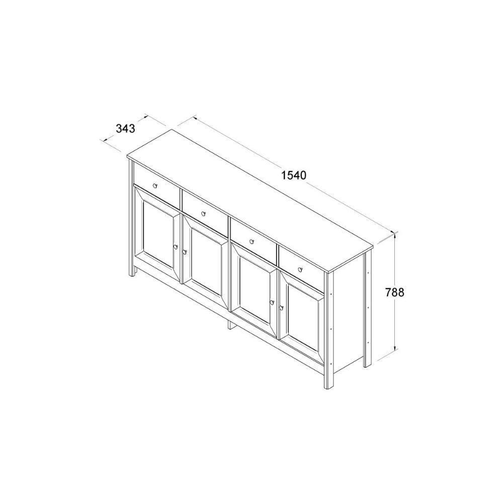 Aparador Buffet Ditália 4 Portas 4 Gavetas R-626 Branco - 8