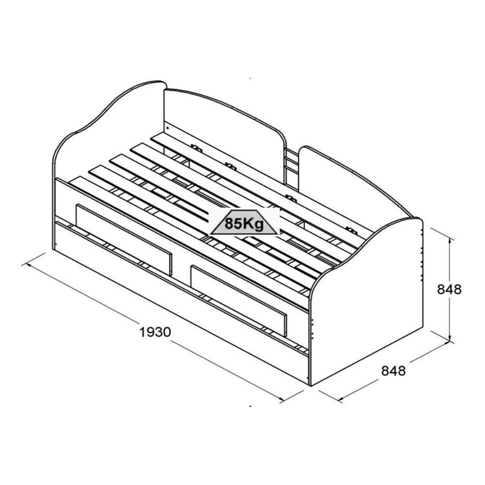 Sofá Cama Solteiro Ditália Cama Auxiliar 2 Gavetas Cm-08 Diamond - 5