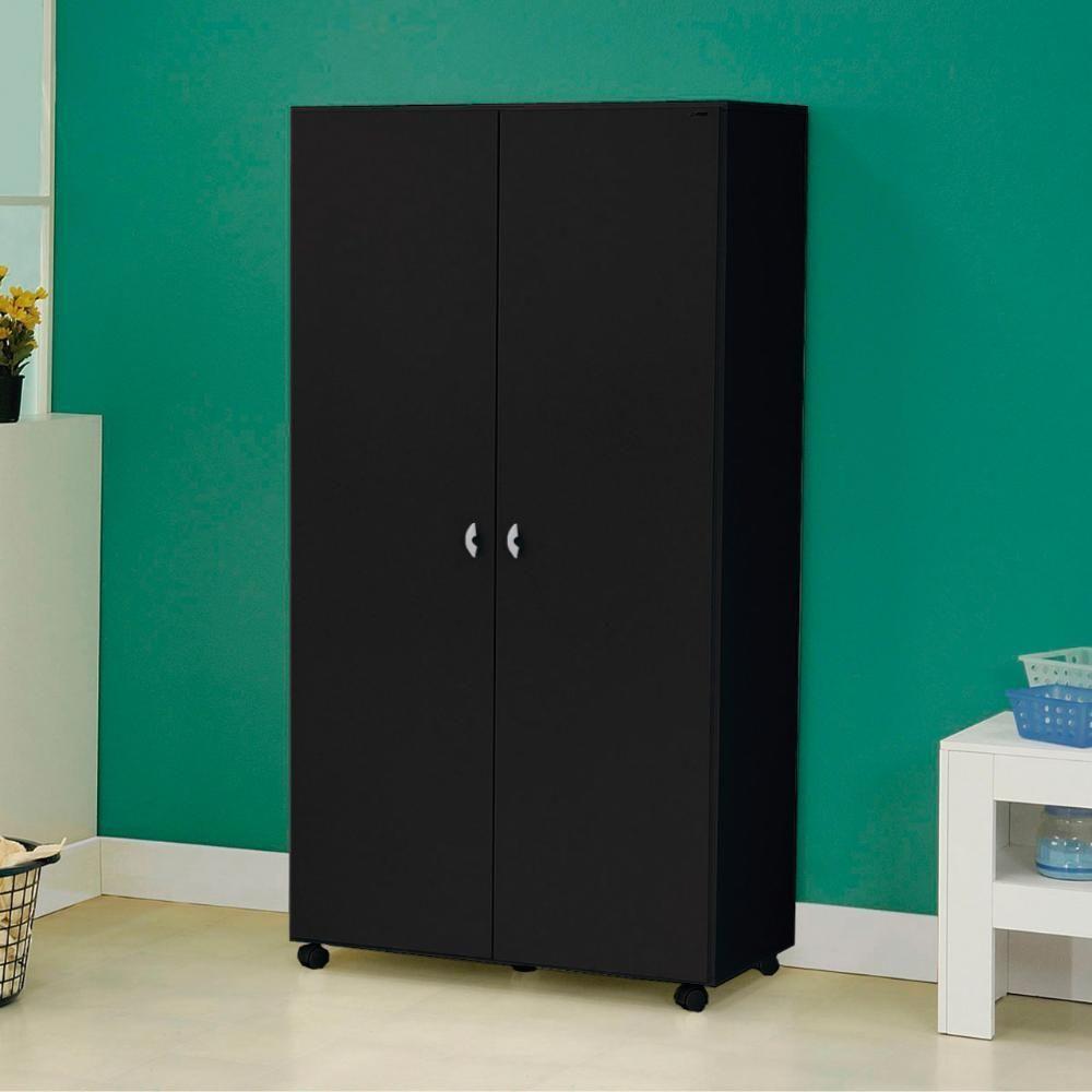 Armário Multiuso Ditália 2 Portas Com Rodízios Ar-70 Preto - 1