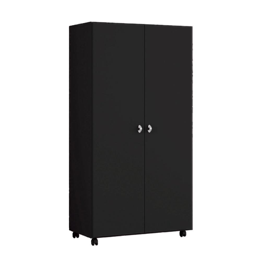 Armário Multiuso Ditália 2 Portas Com Rodízios Ar-70 Preto - 2