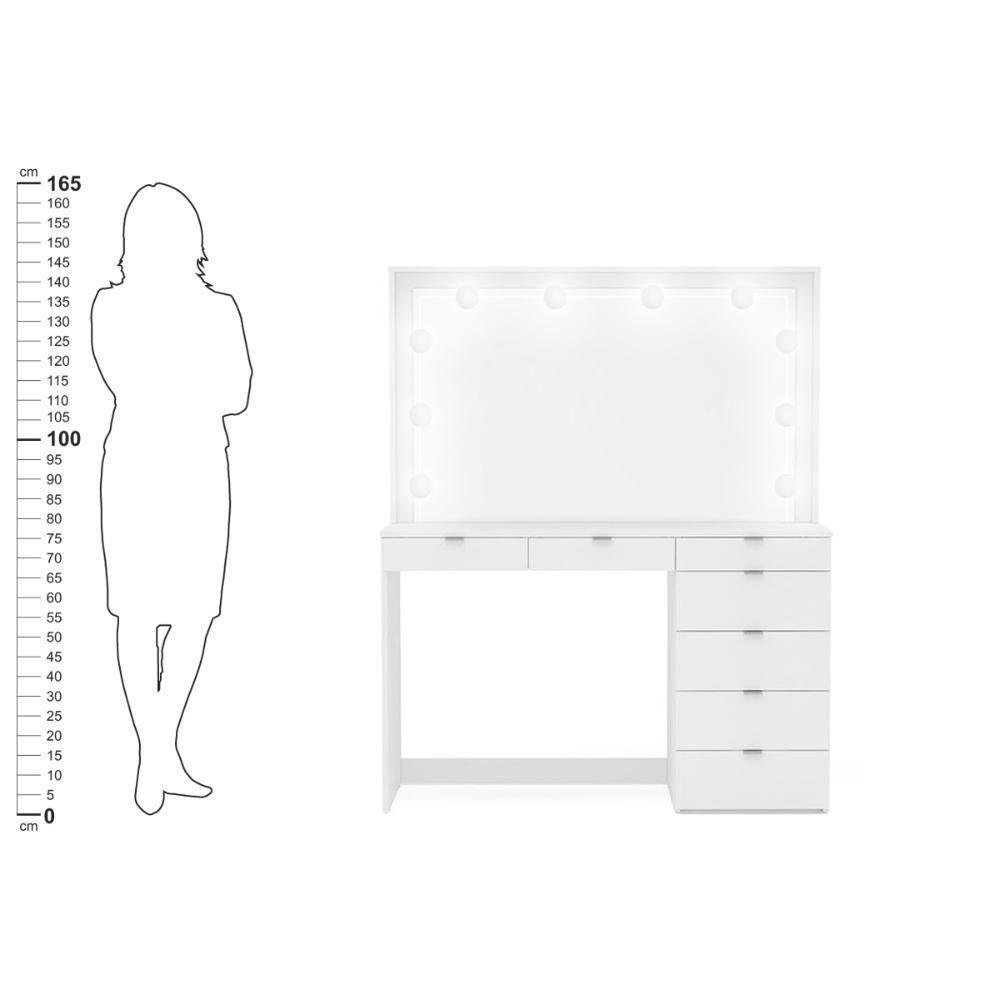 Penteadeira Ditália 7 Gavetas Branco Com Kit Luz Camarim - 5