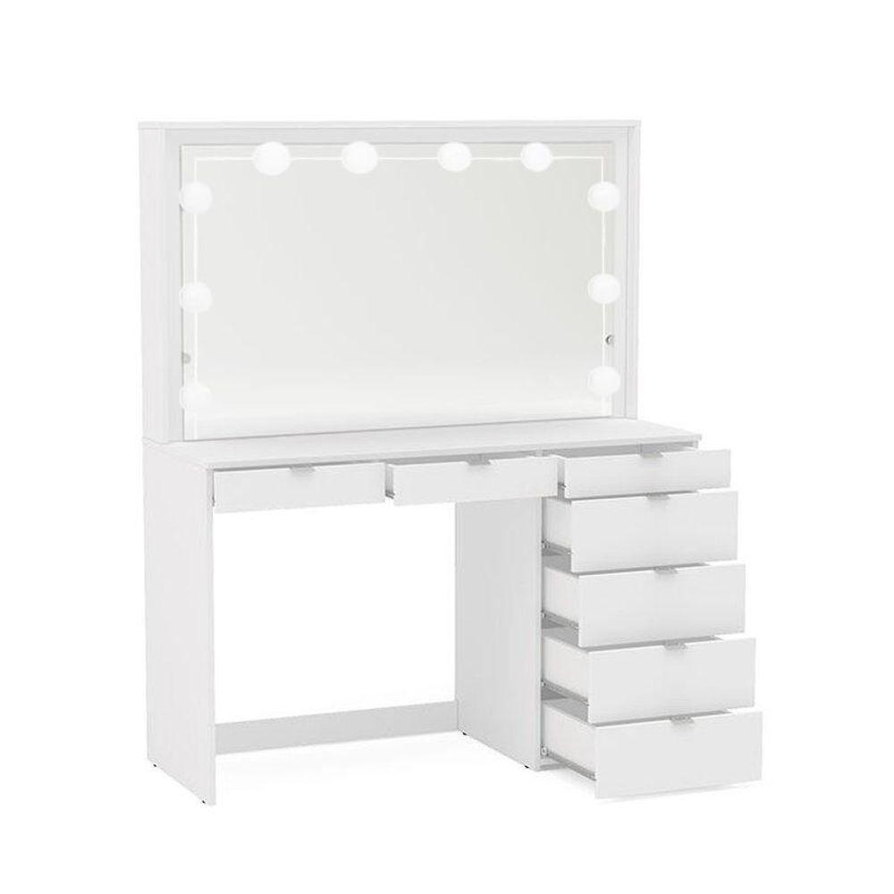 Penteadeira Ditália 7 Gavetas Branco Com Kit Luz Camarim - 8